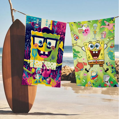 Toalla de microfibra de dibujos animados de Bob Esponja, toalla de playa, absorbente, de secado rápido, suave, para yoga, natación, resort, escalada de montaña