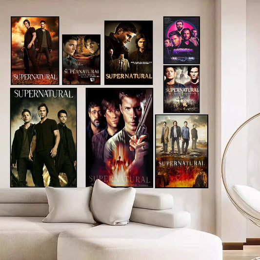 TV Play Series Supernatural Movie Self-adhesive Art Poster Fancy Wall Sticker for Living Room Bar Decoration Vintage Decorative