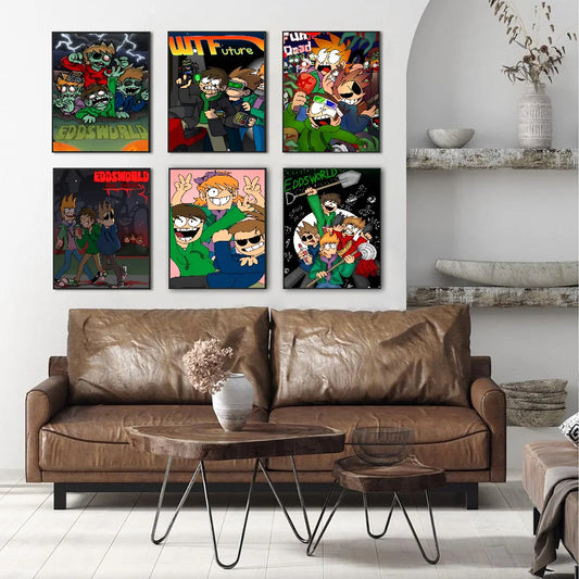 Cartoon Cute E-Eddsworlds Whitepaper Poster Waterproof Paper Sticker Coffee House Bar Aesthetic Art Wall Painting