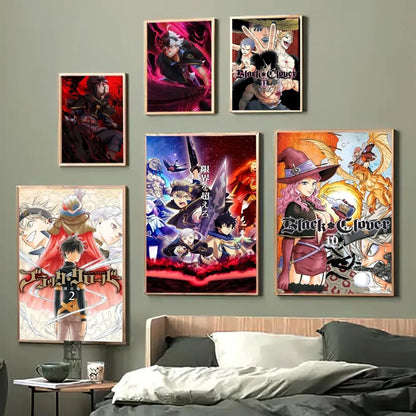 Anime Black Clover Self-adhesive Art Poster Whitepaper Prints Posters Artwork Aesthetic Art Wall Painting