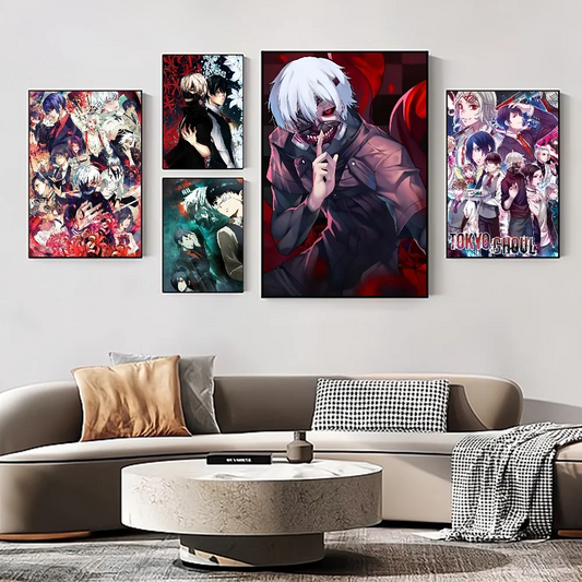 Anime Tokyo Ghoul Self-adhesive Art Poster Whitepaper Prints Posters Artwork Aesthetic Art Wall Painting