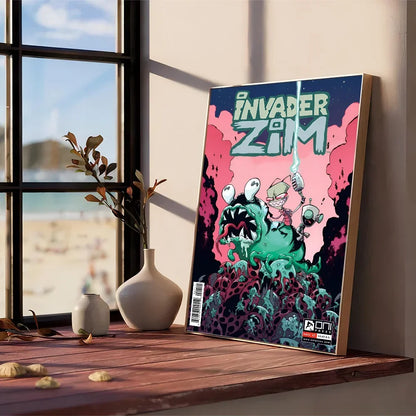 Pósteres de películas clásicas de dibujos animados de I-Invader Z-Zim, papel blanco, pegatinas, bricolaje, habitación, bar, cafetería, arte estético, pintura de pared