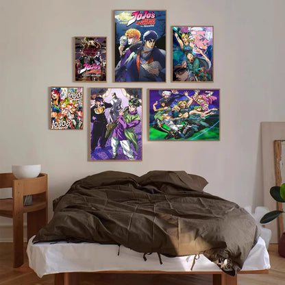 JoJos Bizarre Adventure Whitepaper Poster Fancy Wall Sticker for Living Room Bar Decoration Decor Art Wall Stickers