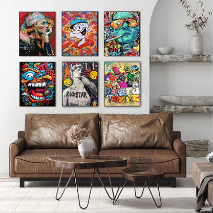 Modern Graffiti Anime Posters Sticky Decoracion Painting Wall Art White Kraft Paper Wall Decor