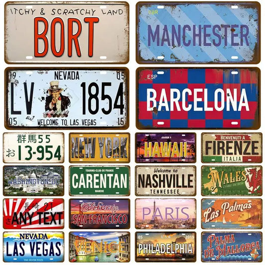 Metal Sign Famous City TinPlate Plate Poster Vintage Home Decor Retro Metal Tin Sign Pub Club Bar Car Garage Wall Art Home Decor