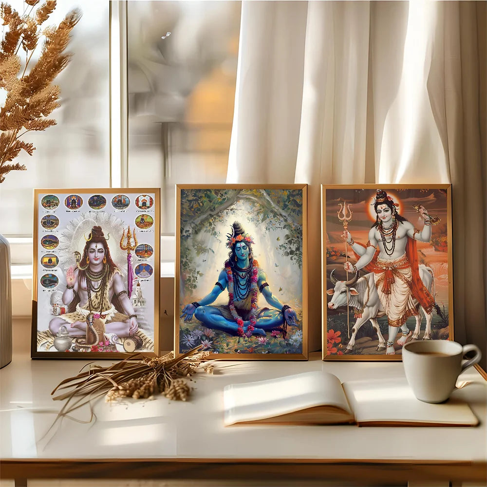 Modern Hindu God Lord Shiva Buddha Portrait Poster Anime Posters Sticky HD Quality Wall Art Retro Posters for Home Room Decor