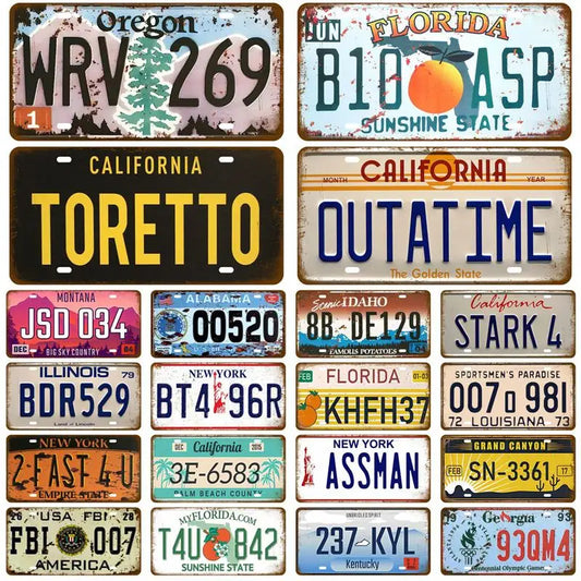 American Car Art Plate Vintage Metal Sign USA Art Home Plaque Tin Sign Wall Decor For Bar Pub Club Plate Craft Number Poster