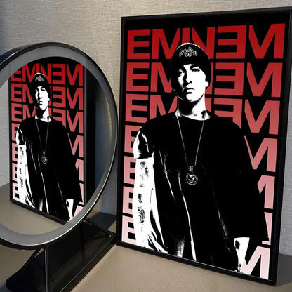 Eminem 8 Mile Hip Hop Rapper Whitepaper Poster Self-adhesive Poster Fancy Wall Sticker for Living Room Bar Decorative Painting