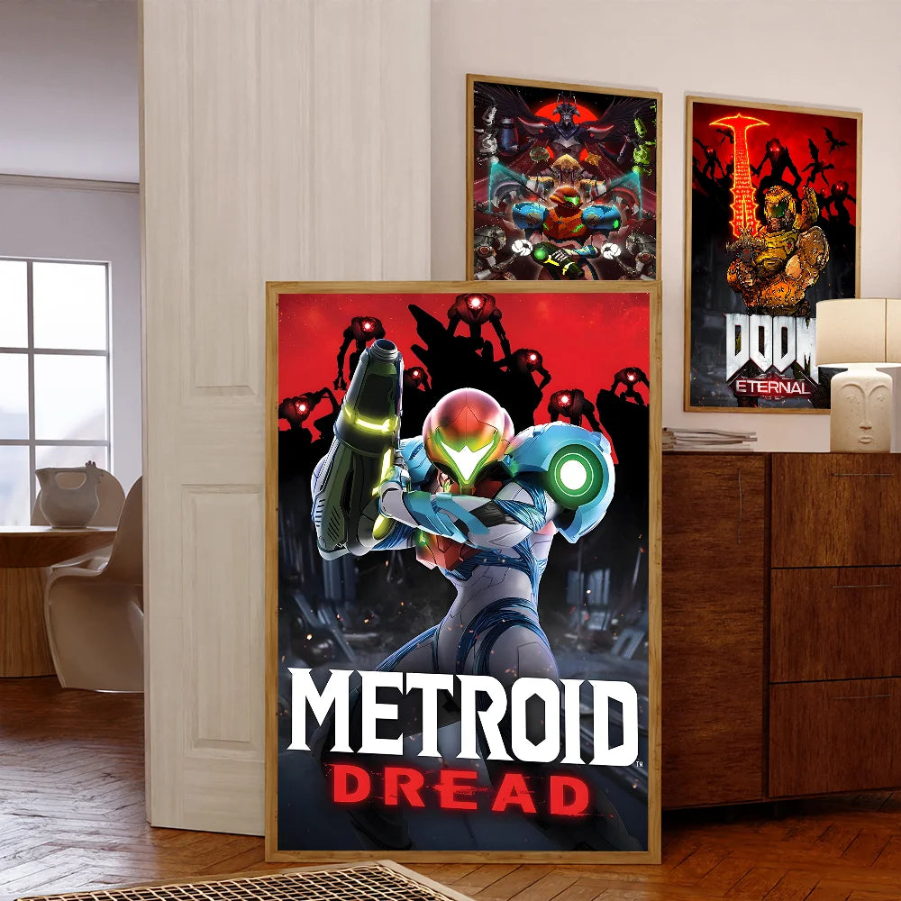 Game M-Metroids Poster Anime Posters Sticky HD Quality Wall Art Retro Posters for Home Kawaii Room Decor