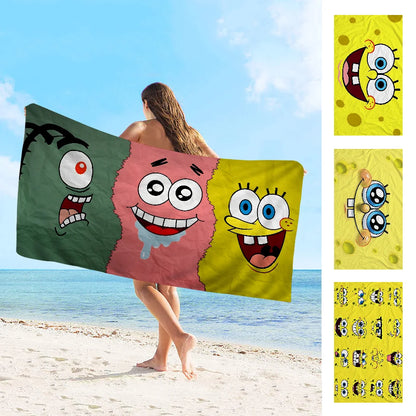 Amine Sponge_Bobs Face Towel Microfiber Beach Towel Absorbent Quick dry Soft Yoga Swimming Resort Mountain Climbing Towel