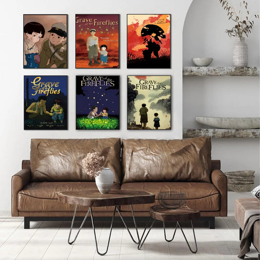 Pósteres adhesivos de la película G-Grave O-Of T-The F-Fireflies, decoración vintage para habitación, hogar, bar, cafetería, pintura decorativa vintage