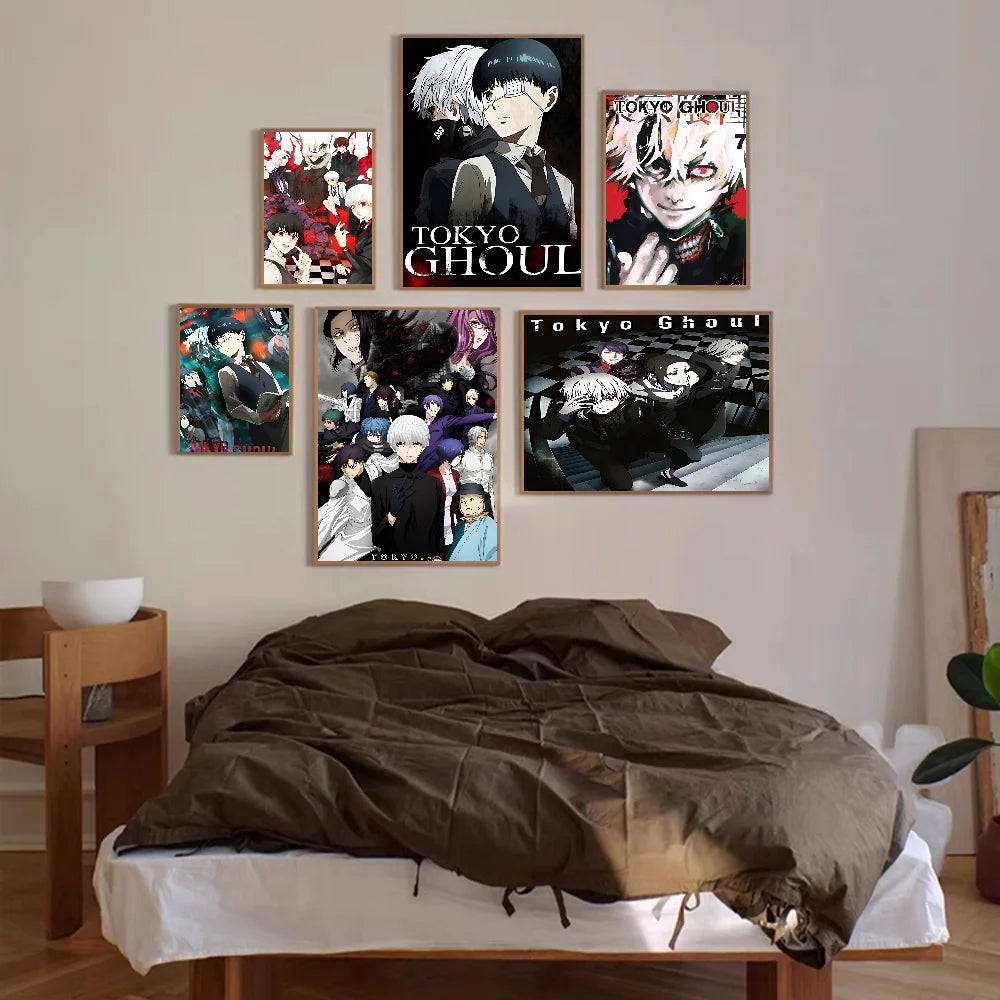 Tokyo Ghoul Self-adhesive Art Poster Whitepaper Sticker DIY Room Bar Cafe Wall Decor