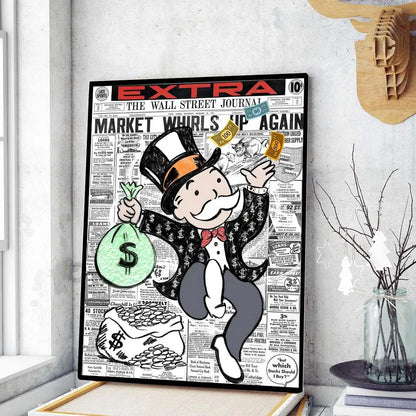 Cartoon Dollar Aalec MonopolyS Poster Fancy Wall Sticker for Living Room Bar Art Wall Stickers Study Home Living Room Decoration