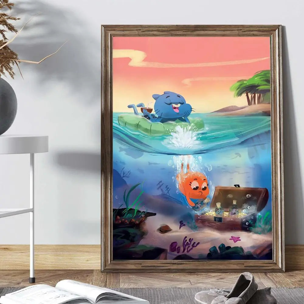 The Amazing Funny W-world Of Gumball Poster Anime Posters Sticky HD Quality Wall Art Retro Posters for Home Kawaii Room Decor