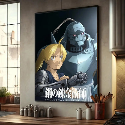 Anime Fullmetal Alchemist Whitepaper Poster Fancy Wall Sticker for Living Room Bar Decoration Decor Art Wall Stickers Painting