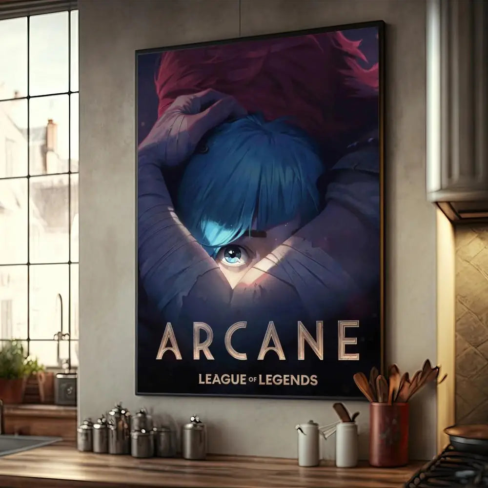 Cartoon Anime Game Arcane L-LOL Jinx Main Art Movie Posters Fancy Wall Sticker for Living Room Bar Decoration Room Wall Decor