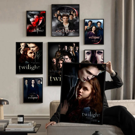 Póster autoadhesivo de la película T-Crepúsculo Edward Bella, impresiones en papel blanco, carteles, obras de arte, decoración del hogar