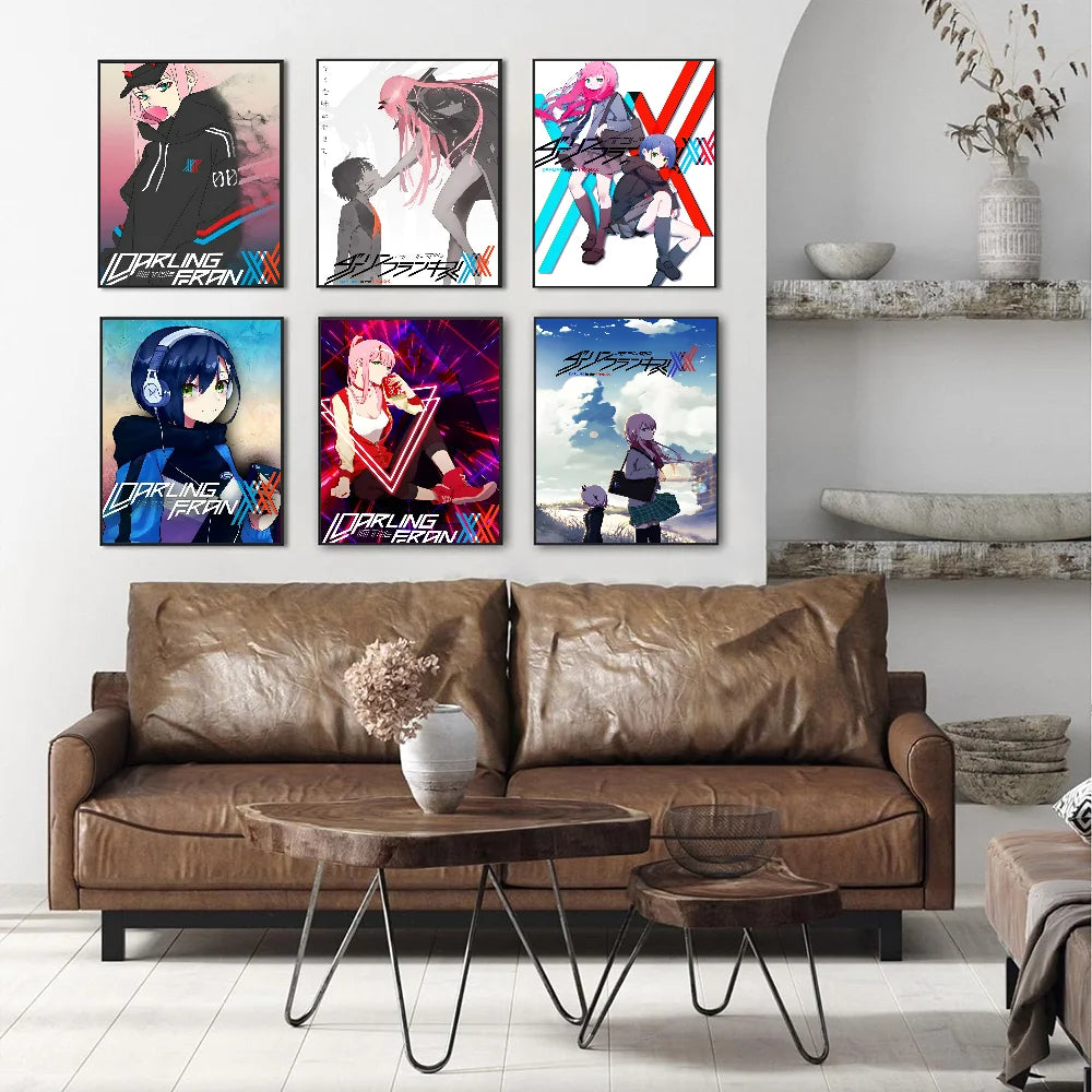 Pósteres de películas clásicas de Darling In The FRANXX, papel blanco, pegatinas, bricolaje, habitación, bar, cafetería, arte estético, pintura de pared