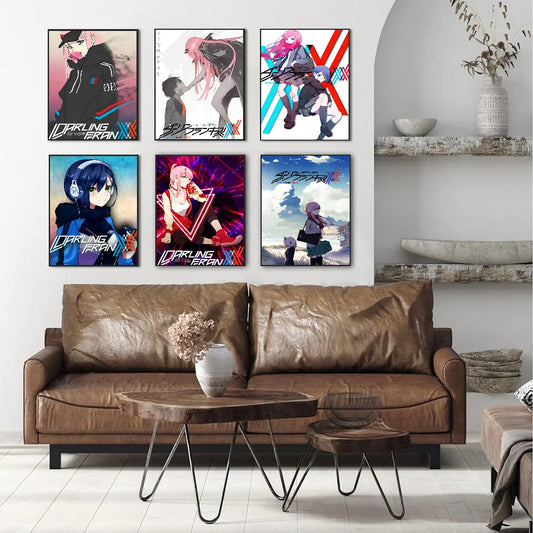 DARLING In The FRANXX Classic Movie Posters Whitepaper Sticker DIY Room Bar Cafe Aesthetic Art Wall Painting