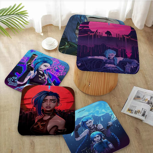 Cartoon Anime Game Arcane League of Legends Jinx Main Characters Art Modern Minimalist Dining Chair Seat Cushion Anti-Slip Sofa