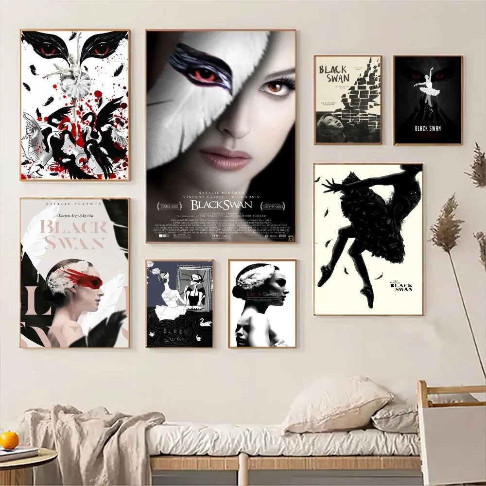 Movie Black Swan Classic Anime Movie Sticky Posters Whitepaper Sticker DIY Room Bar Cafe Posters Wall Stickers