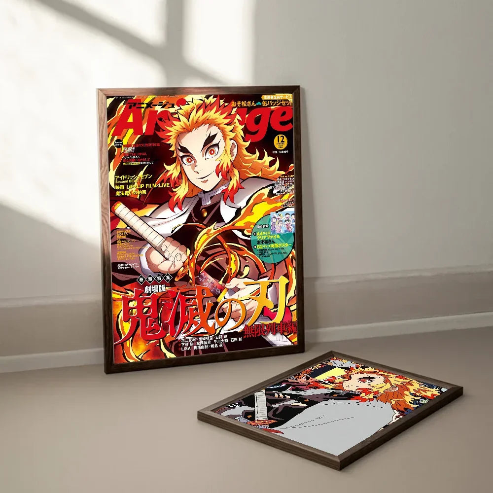 Anime Demon Slayer R-Rengoku Kyoujurou Poster Anime Posters Sticky HD Quality Wall Art Retro Posters for Home Kawaii Room Decor