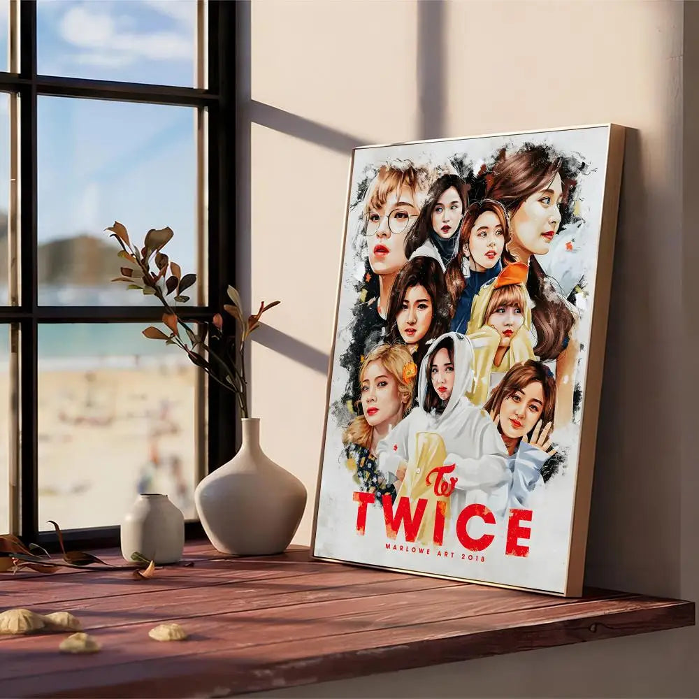 Singer Twice Kpop Wall Art Poster Nordic Aesthetic Picture Canvas Painting  for Living Room Bar Gaming Boy Room Home Decoration