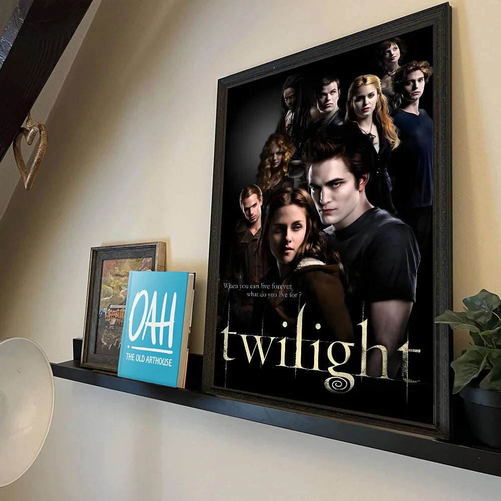 Póster autoadhesivo de la película T-Crepúsculo Edward Bella, impresiones en papel blanco, carteles, obras de arte, decoración del hogar