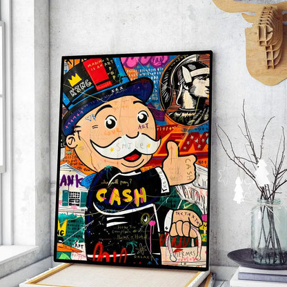 Cartoon Dollar Aalec MonopolyS Poster Fancy Wall Sticker for Living Room Bar Art Wall Stickers Study Home Living Room Decoration