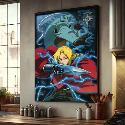 Anime Fullmetal Alchemist Whitepaper Poster Fancy Wall Sticker for Living Room Bar Decoration Decor Art Wall Stickers Painting