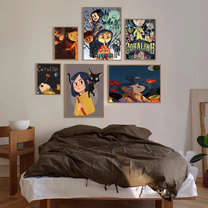 anime Movie Coraline Movie Sticky Posters Whitepaper Sticker DIY Room Bar Cafe Posters Wall Stickers