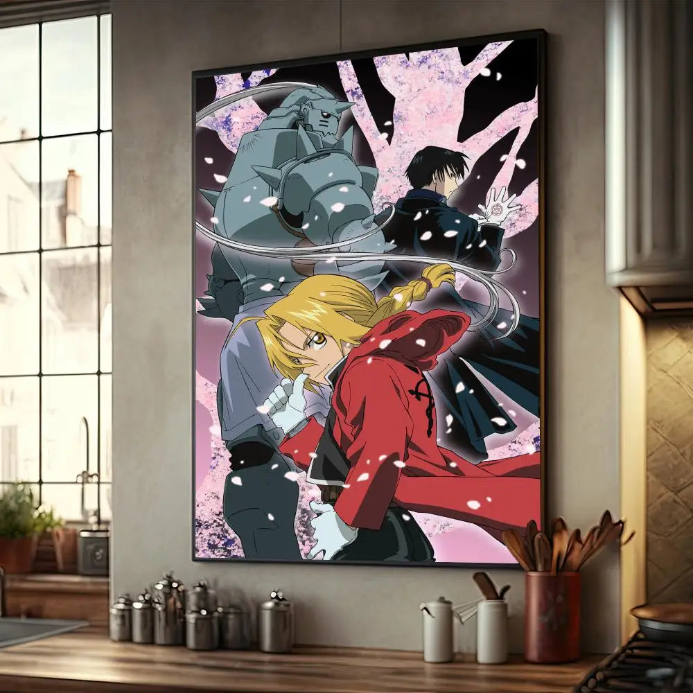 Anime Fullmetal Alchemist Whitepaper Poster Fancy Wall Sticker for Living Room Bar Decoration Decor Art Wall Stickers Painting