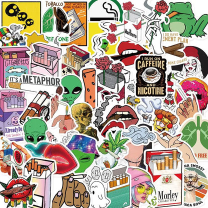 50Pcs Cartoon Tobacco Smoking Stickers For Fans Motorcycle Phone Skateboards Laptop Luggage Pegatinas Stickers