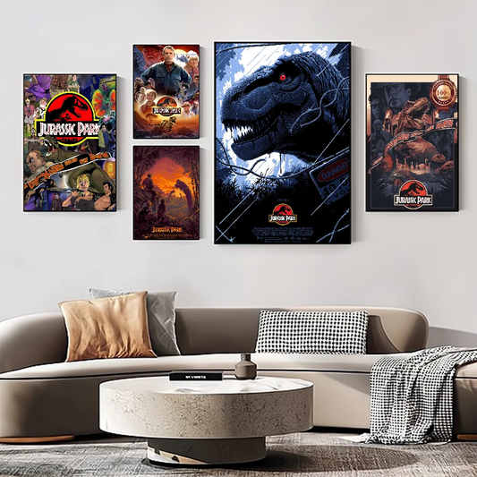 Dinosaur Canvas Painting J-Jurassic P-Park Movie Classic Anime Poster Waterproof Paper Sticker Coffee House Bar Room Wall Decor