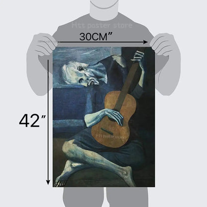 3Pcs Posters: Vincent Van Gogh Skeleton + The Old Guitarist by Pablo Picasso + The Great Wave Off Kanagawa by Katsushika Hokusai