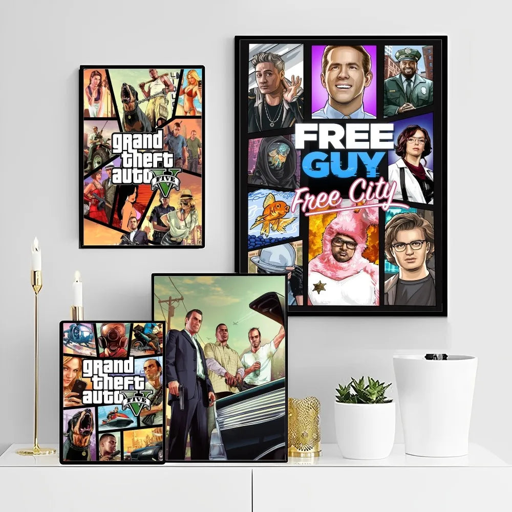 Video Game Grand Theft Auto Classic Movie Posters Waterproof Paper Sticker Coffee House Bar Decor Art Wall Stickers