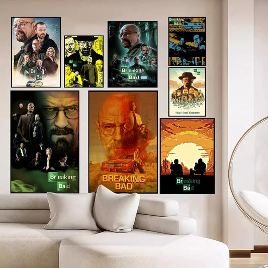 Classic TV Show Breaking Bad Retro Self-adhesive Art Poster Whitepaper Prints Posters Artwork Aesthetic Art Wall Painting