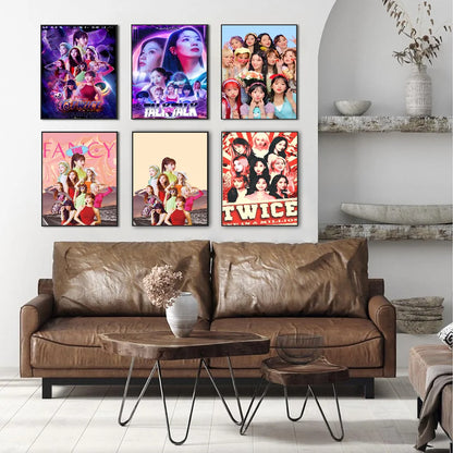 Kpop T-Twice Self-adhesive Art Poster Retro Kraft Paper Sticker DIY Room Bar Cafe Stickers Wall Painting