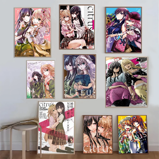 Pósteres adhesivos de películas de anime japonés Citrus, pegatinas de papel Kraft retro, arte de pared para bar o habitación, bricolaje