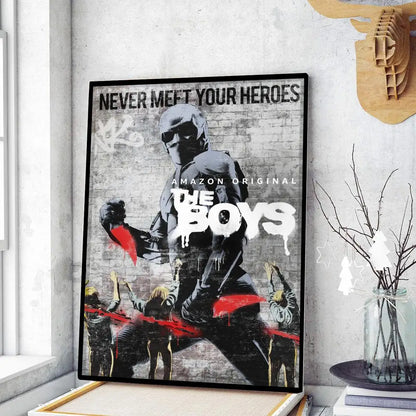 The Boys Anime Whitepaper Poster Fancy Wall Sticker for Living Room Bar Decoration Decor Art Wall Stickers Aesthetic Painting