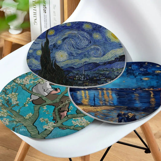 Great Painter Vincent Van Gogh Four Seasons Stool Pad Patio Home Kitchen Office Chair Seat Pads Sofa Seat 40x40cm Cushion Pads