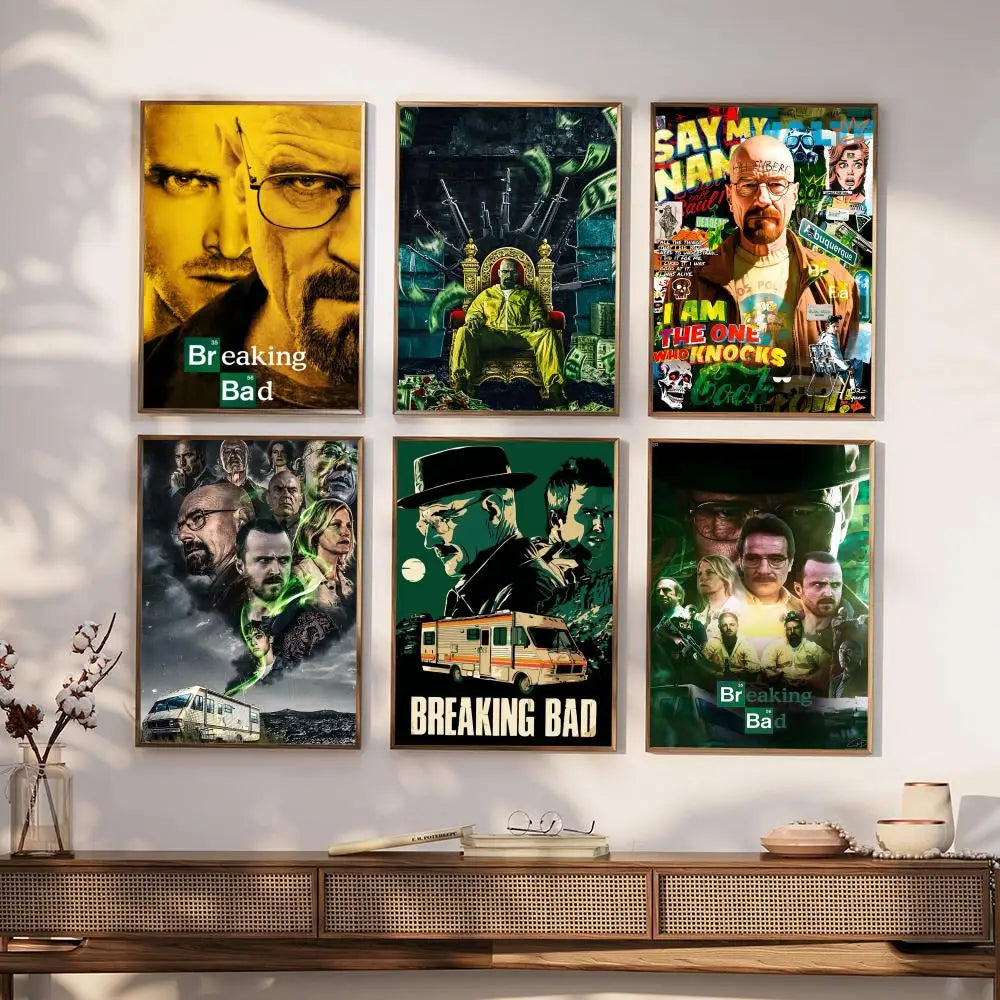 Pósteres de películas de Breaking Bad, pósteres de anime, pegatinas de pared elegantes para sala de estar, bar, estudio, hogar, sala de estar, decoración