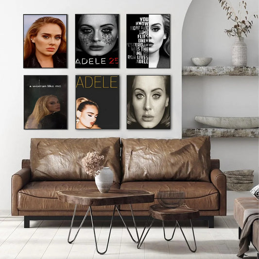 Singer Adele Self-adhesive Art Poster Retro Kraft Paper Sticker DIY Room Bar Cafe Vintage Decorative Painting