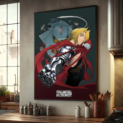 Anime Fullmetal Alchemist Whitepaper Poster Fancy Wall Sticker for Living Room Bar Decoration Decor Art Wall Stickers Painting