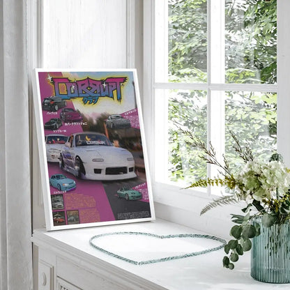 80S Japanese Cars GTR JDM Racing Magazine Posters Fancy Wall Sticker for Living Room Bar Painting Decoration Room Wall Decor