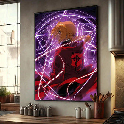 Anime Fullmetal Alchemist Whitepaper Poster Fancy Wall Sticker for Living Room Bar Decoration Decor Art Wall Stickers Painting