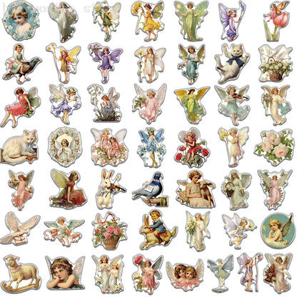 50pcs/bag New Angle Cartoon Cute Fairy tale Painting Stickers For Notebook Skateboard Suitcase Easy to Tear off PVC Decals