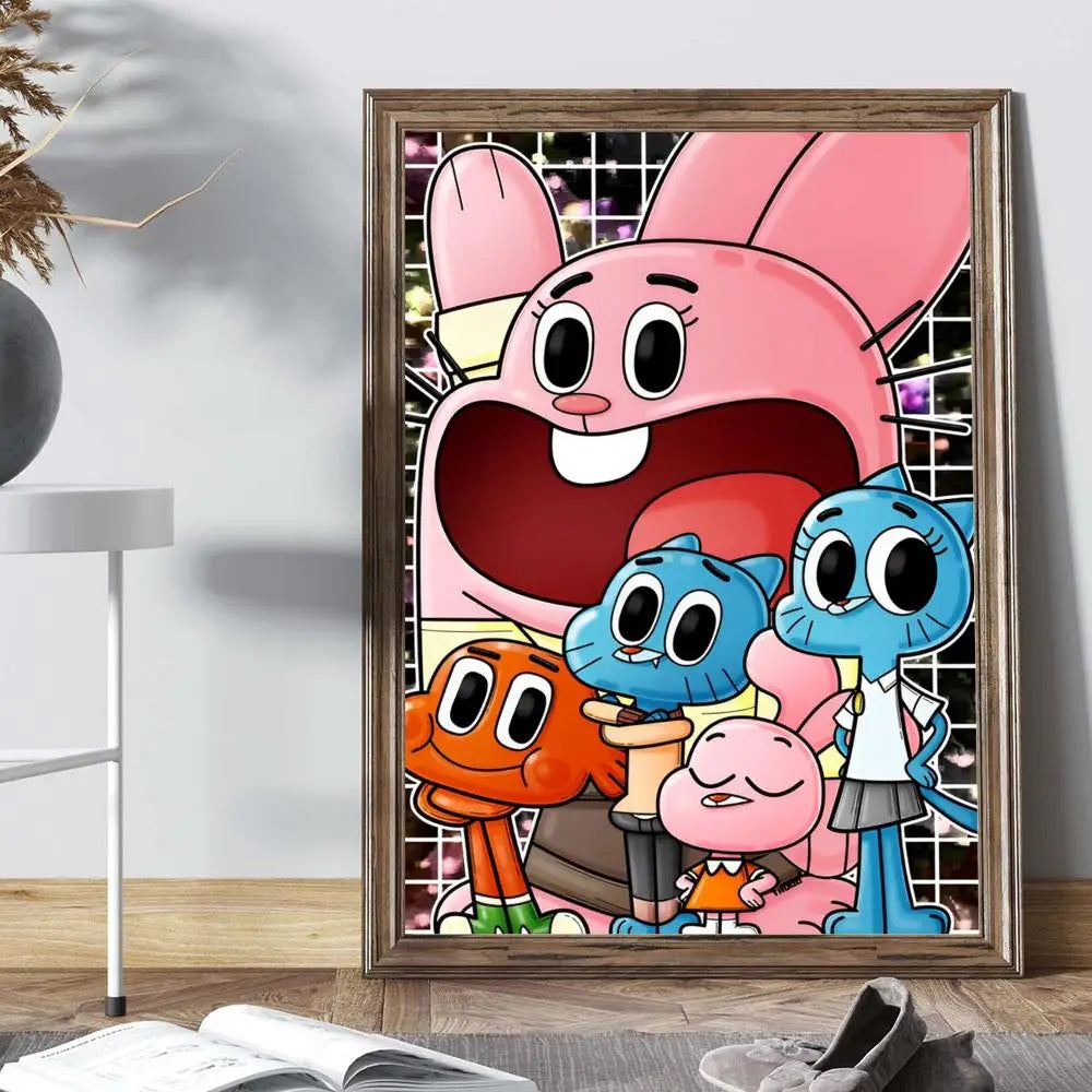 The Amazing Funny W-world Of Gumball Poster Anime Posters Sticky HD Quality Wall Art Retro Posters for Home Kawaii Room Decor