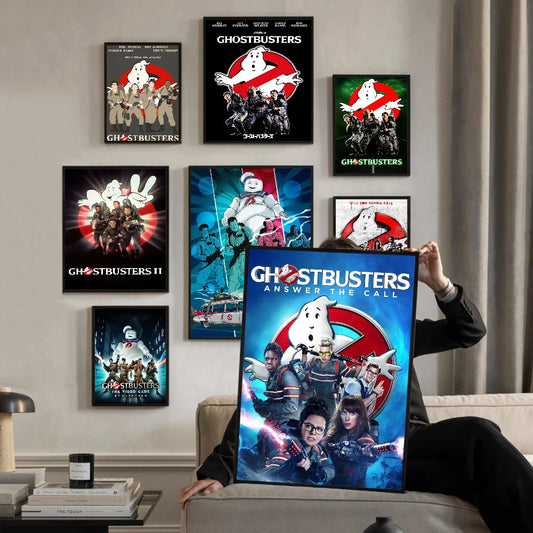 Movie Ghostbusters Self-adhesive Art Poster Retro Kraft Paper Sticker DIY Room Bar Cafe Vintage Decorative Painting