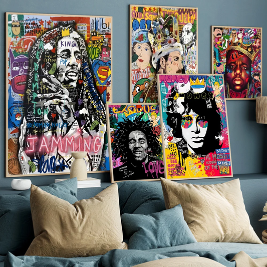 Pop Street Art Graffiti Music Poster Waterproof Paper Sticker Prints Posters work Wall Living Room Bar Cafe Posters Decorative